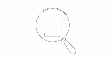 Belge simgesi animasyon kavramının üzerine büyüteç. Arama, araştırma, analiz, araştırma, keşif sembolü. Vektör illüstrasyonu beyaz arkaplanda izole edildi.