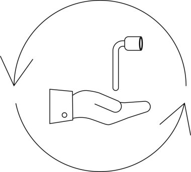 El ele tutuşan anahtar aracı simgesi, tamir hizmeti konsepti, bakım, tamir ve teknik destek, vektör illüstrasyonu