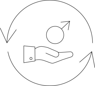 Elinde dairesel oklar olan bir erkek sembolü, bir kavram ya da fikri temsil ediyor..