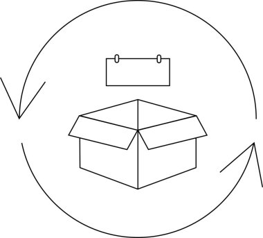 Yinelenen dağıtım veya abonelik servisini temsil eden, oklu bir çemberin içindeki bir kutu ve takvimi simgeleyen simge.