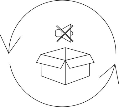 Dairesel bir döngü içinde sessiz ambalajın görsel bir temsili, sürdürülebilirliği, çevre dostu olmayı ve gürültüsüz teslimatı sembolize ediyor. Çevreye duyarlı nakliye uygulamalarını desteklemek için ideal.