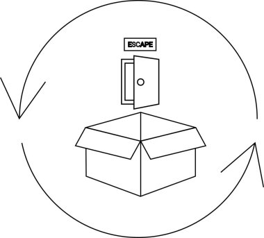 Üzerinde kaçış kapısı olan açık bir kutuyu gösteren kavramsal bir illüstrasyon, serbest kalmayı ya da kapalı bir durumdan çıkmanın bir yolunu bulmayı öneriyor..