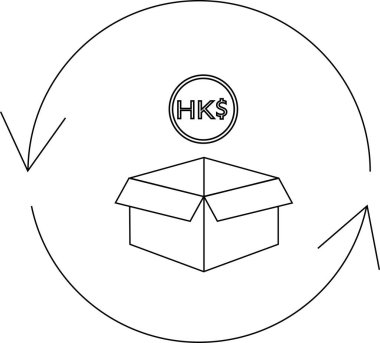Hong Kong Doları Hong Kong Doları 'nın dairesel oklarla çevrili bir kutuyla değiş tokuşunu gösteren basit bir çizgi..