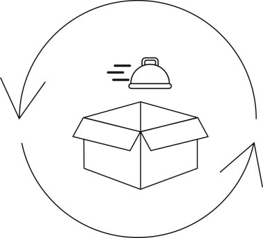 Gıda dağıtım paketlerinin geri dönüştürülmesini tasvir eden ikon, gıda endüstrisinde sürdürülebilirlik ve atık azaltılmasını vurguluyor.