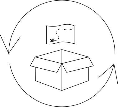 Açık bir kutunun üzerindeki haritayı gösteren kavramsal bir illüstrasyon, oklarla çevrili, keşfi, keşfi ya da boks deneyimini sembolize ediyor..