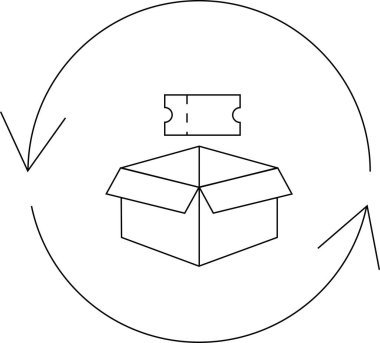 Sürdürülebilir ambalaj ve etkinlik erişimini temsil eden bir kutu ve bilet içeren bir geri dönüşüm sembolü. Çevresel bilinci ve sorumlu uygulamaları iletmek için ideal.