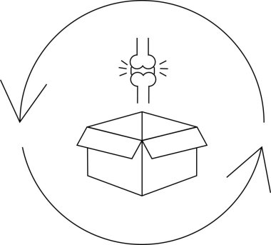 Kemik sağlığı ve ambalajı tasvir eden basit bir çizgi, kemik sağlığı ürünleri veya ambalajla ilgili bir döngü veya süreci önerir.