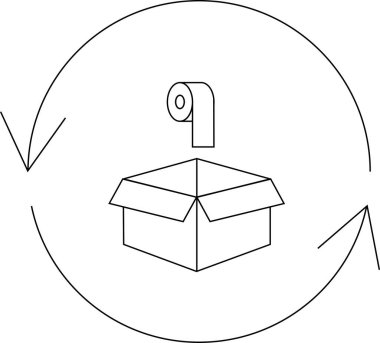 Tuvalet kağıdı rulolarının geri dönüşümü, sürdürülebilir yaşam, atık azaltma ve çevre bilincinin vurgulanması. Görüntü, geri dönüşüm sembolüyle çevrili bir tuvalet kağıdı rulosunu bir kutunun üzerinde gösteriyor..