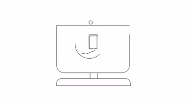 Bilgisayar ekranında akıllı telefonun üzerinde büyüteç var. Güvenlik taraması ve tehdit algılamasını sembolize ediyor. Siber güvenlik ve teknoloji içeriği için ideal.