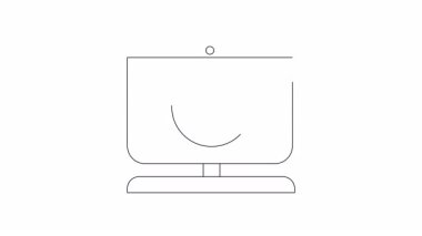 Bir bilgisayar ekranının basit bir çizgi çizimi bir hata mesajı gösterir, teknoloji sorunlarını sembolize eder ve sorun çıkartır.