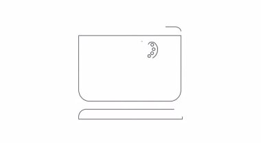 Bir bilgisayar ekranının basit bir çizimi bir insanı boya paletine doğru merdivenleri çıkarken gösteriyor. Sanat dersleri veya teknoloji kavramları için uygundur..