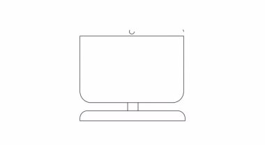 İnternet tıp hatırlatıcılarını ve dijital sağlık kavramlarını temsil eden bir bilgisayar ekranının basit bir çizgisi çizimi..