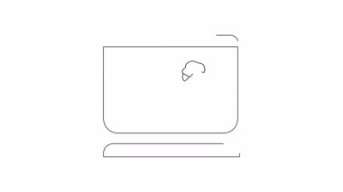 Bir bilgisayar ekranında bir çubuk figürün merdivenlerden düşüşünü gösteriyor, üzerinde bir kruvasan var. Basit çizgi çizimi.