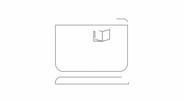 Çevrimiçi eğitim kavramını tasvir eden basit bir çizgi çizimi ve öğrenme yoluyla bilgiye ulaşmak için merdivenleri çıkmak.