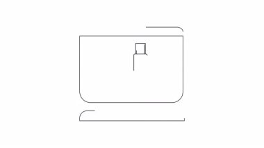 Bir el çizimi bilgisayar ekranında gösterilen bir ürünü çevrimiçi alışverişi temsil ediyor..