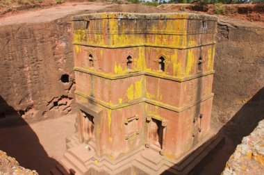 Benzersiz yekpare kaya kesme Kilisesi St George (Bete Giyorgis), Unesco Dünya Mirası, Lalibela, Etiyopya.