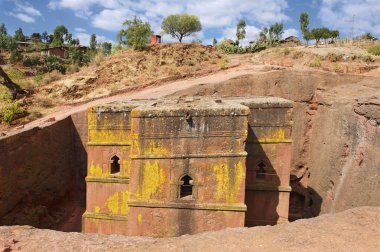 Benzersiz yekpare kaya kesme Kilisesi St George (Bete Giyorgis), Unesco Dünya Mirası, Lalibela, Etiyopya.