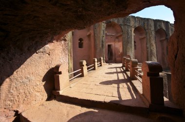 Benzersiz yekpare kaya kesme Kilisesi, Lalibela, Etiyopya. UNESCO Dünya Mirası Sit Alanı.