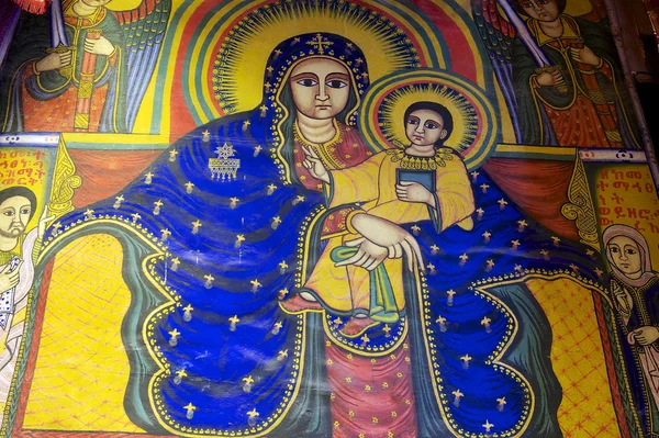 Antik fresk Zion, en kutsal yer için tüm Ortodoks Etiyopyalılar Our Lady Mary Kilisesi içinde. Aksum, Etiyopya.