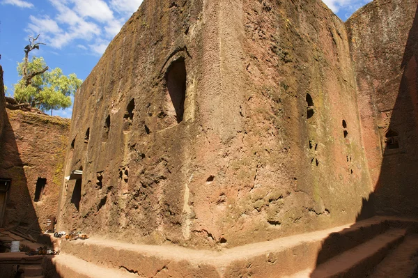 独特单片岩凿教堂，埃塞俄比亚拉利贝拉。教科文组织世界遗产站点. — 图库照片