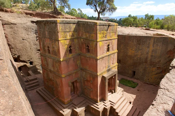 Einzigartige monolithische Felsenkirche des heiligen Georges (bete giyorgis), UNESCO-Welterbe, lalibela, Äthiopien. — Stockfoto