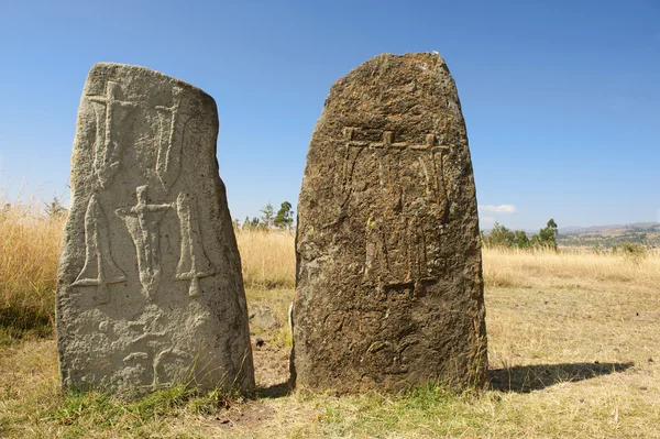 Misteriosos pilares megalíticos de piedra de Tiya, Patrimonio de la Humanidad por la UNESCO, Etiopía . —  Fotos de Stock