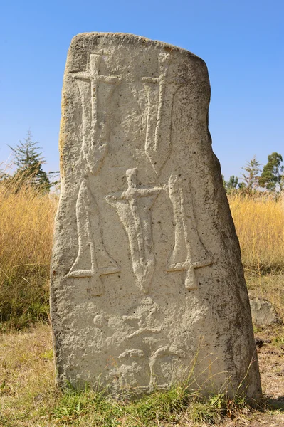 Titokzatos megalitikus Mihály kő pillér, Unesco Világörökség, Etiópia. — Stock Fotó