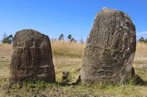 Misteriosos pilares de pedra megalitico Tiya, Património Mundial da UNESCO, Etiópia . — Fotografia de Stock