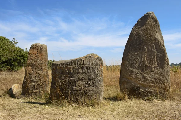 Misteriosos pilares megalíticos de piedra de Tiya, Patrimonio de la Humanidad por la UNESCO, Etiopía . —  Fotos de Stock