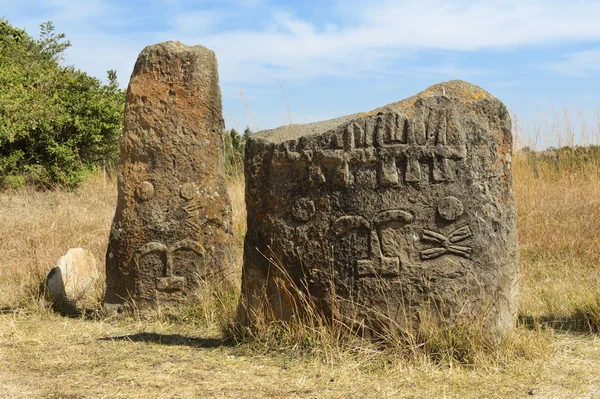 Misteriosos pilares megalíticos de piedra de Tiya, Patrimonio de la Humanidad por la UNESCO, Etiopía . —  Fotos de Stock