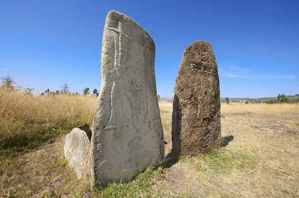 Titokzatos megalitikus Mihály kő pillér, Unesco Világörökség, Etiópia. — Stock Fotó