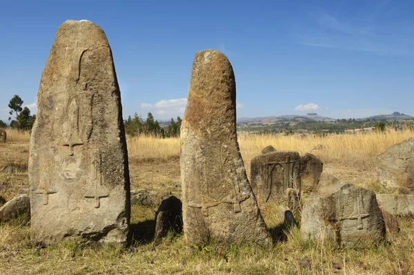 Misteriosos pilares megalíticos de piedra de Tiya, Patrimonio de la Humanidad por la UNESCO, Etiopía . —  Fotos de Stock