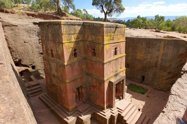 Benzersiz yekpare kaya kesme Kilisesi St George (Bete Giyorgis), Unesco Dünya Mirası, Lalibela, Etiyopya. - Stok İmaj