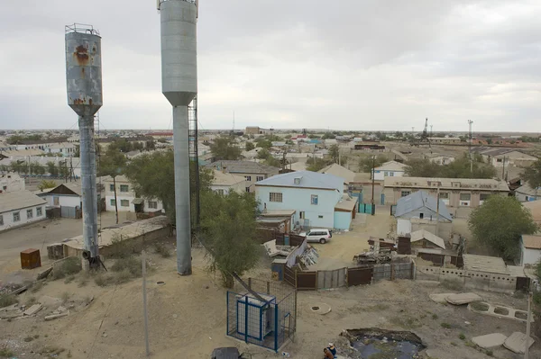 Aerial view to the town of Aralsk, Kazakhstan. — Stock Photo, Image