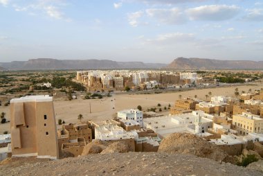 Kule Şibam şehir, Hadramaut Vadisi, Yemen evleri.
