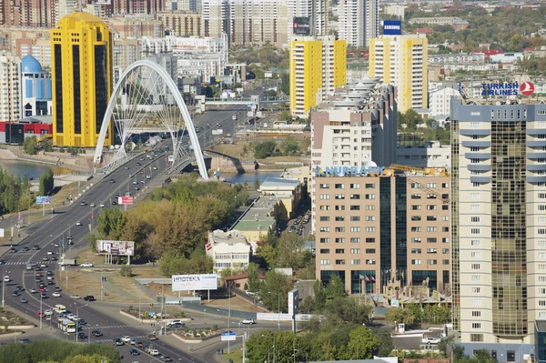 Astana, Kazakistan'ın Astana şehir binaları için havadan görünümü.