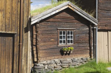 Roros kasaba, Norveç dış Geleneksel Ahşap evin bakır madenleri.