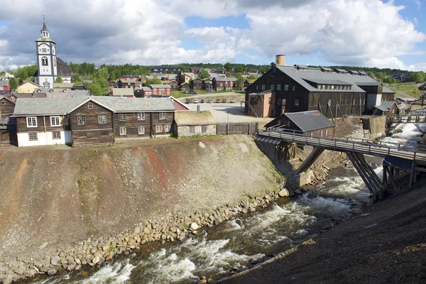 Exterior of the former copper smelter factory and timber factory buildings in Roros, Norway. — Stock Photo, Image