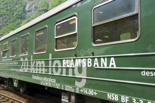 Exteriér Flamsbana vlaku v Flam, Norsko. — Stock fotografie