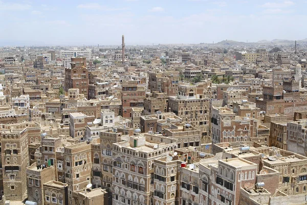 Aerial view of the Sanaa city in Sanaa, Yemen. — Stock Photo, Image