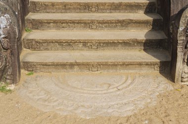 Antik taş merdiven dekorasyon Anuradhapura, Sri Lanka.