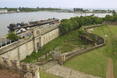 View from the Ozama Fortress to the Ozama river delta in Santo Domingo, Dominican Republic. clipart