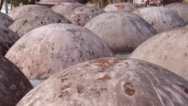 Exterior of the roof domes of the Shat Gombuj Mosque in Bagerhat, Bangladesh. — Stock Video