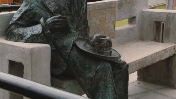 在瓦尔帕莱索，智利的巴勃罗 · 聂鲁达的雕像的外表. — 图库视频影像