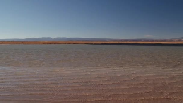 Hullámok, a sós tó Laguna Cejar, San Pedro de Atacama, Chile. — Stock videók