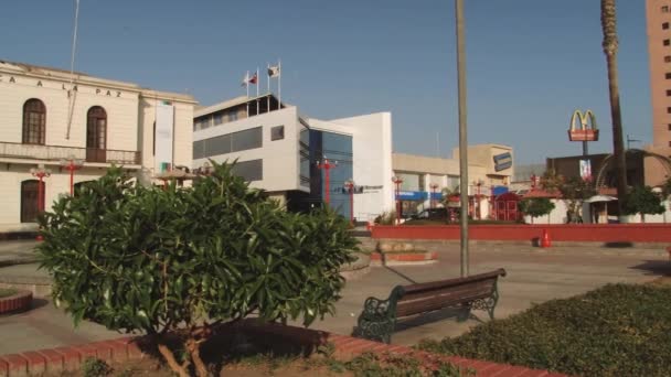 Exterior of the Arica-La Paz railway station building in Arica, Chile. — Stock Video