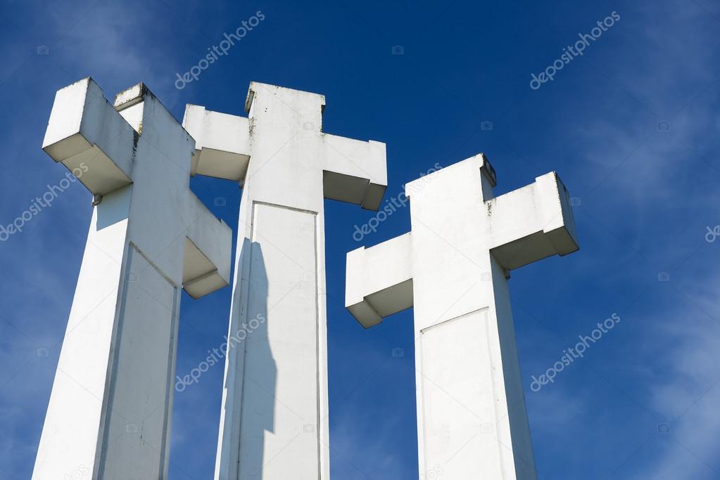 Exterior of the Three Crosses at the Three Crosses hill in Vilnius, Lithuania.
