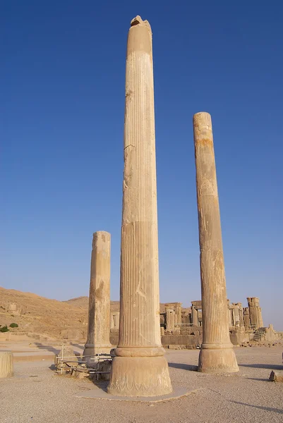 Exterior of the ancient columns at the ruins of Persepolis in Shiraz, Iran. — Stock Photo, Image
