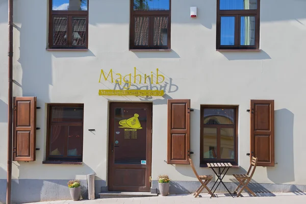 Exterior do restaurante marroquino em Vilnius, Lituânia . — Fotografia de Stock