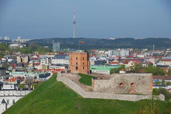 Vista a la colina de Gediminas y la ciudad de Vilnius en Vilnius, Lituania . —  Fotos de Stock